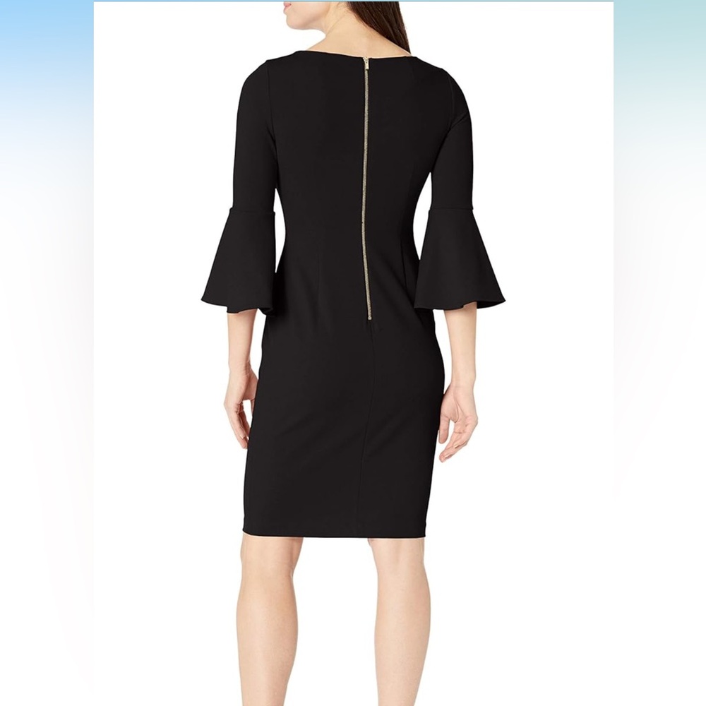Calvin Klein plum size 4 women’s bell 3/4 sleeve boat neck sheath dress (U) - Picture 2 of 11